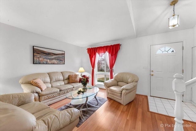 living room with wood-type flooring