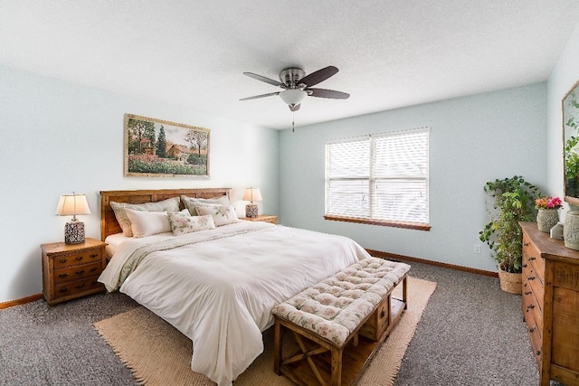 bedroom with carpet flooring and ceiling fan