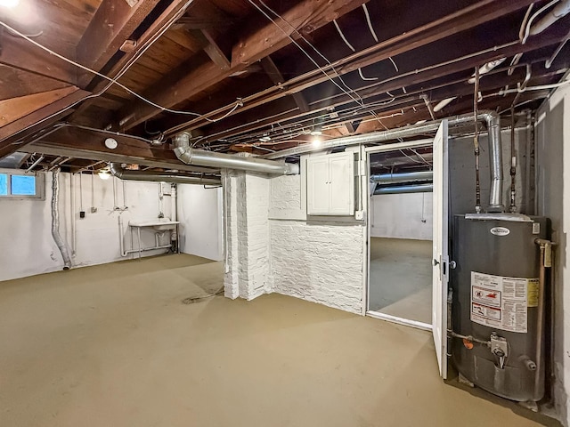 basement with gas water heater