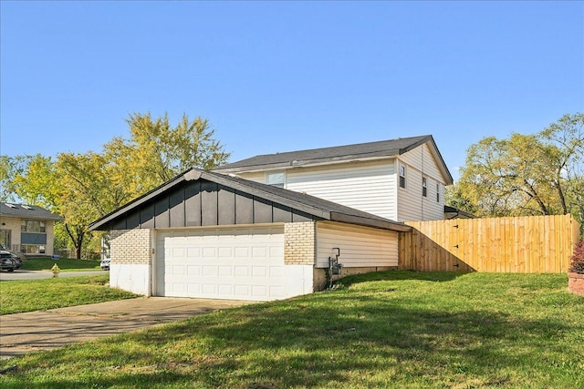 view of home's exterior with a lawn