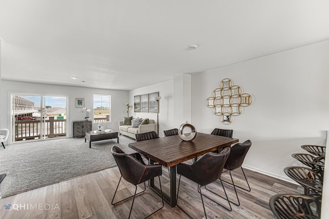 dining room with hardwood / wood-style flooring