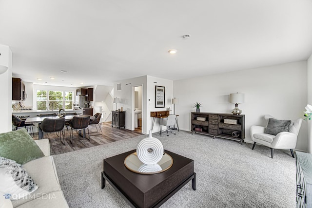 living room with hardwood / wood-style flooring