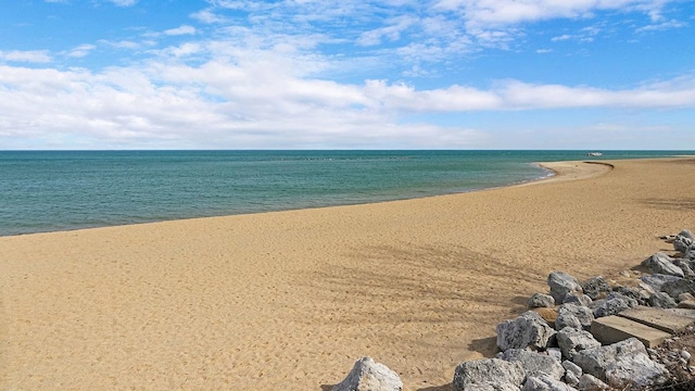 view of water feature with a view of the beach