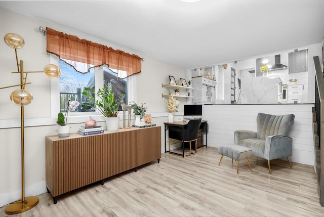 office featuring light hardwood / wood-style flooring