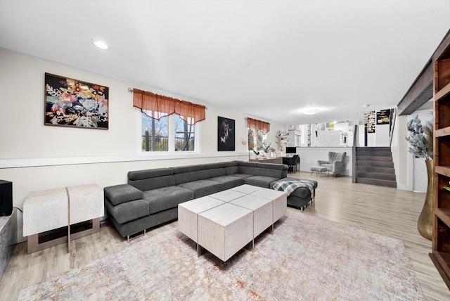 living room featuring light hardwood / wood-style flooring