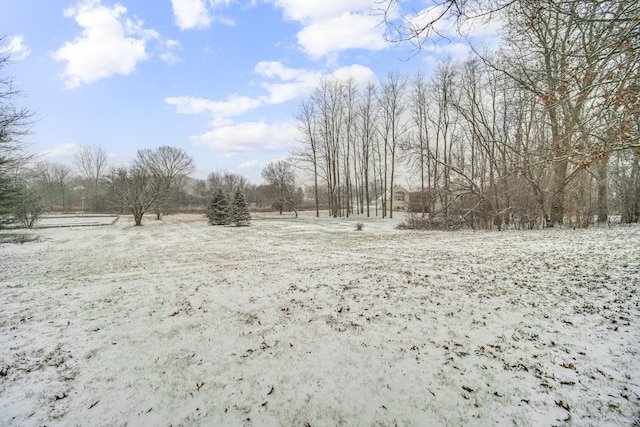 view of snow covered land