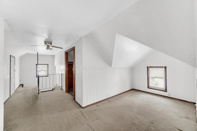 1009 Augusta Ave, Elgin, IL 60120 - additional living space featuring lofted ceiling, carpet, and ceiling fan