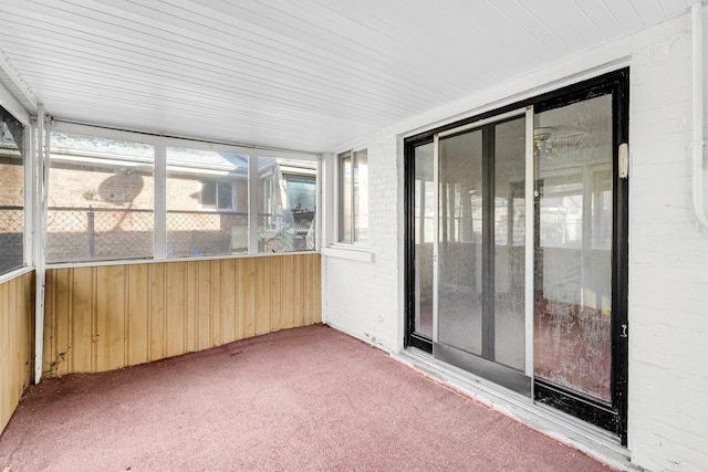 view of unfurnished sunroom