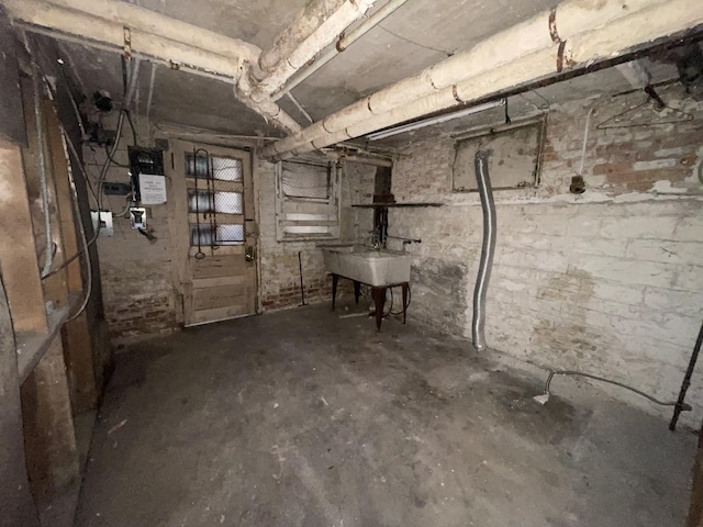 basement with sink