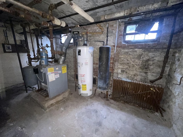 basement featuring water heater