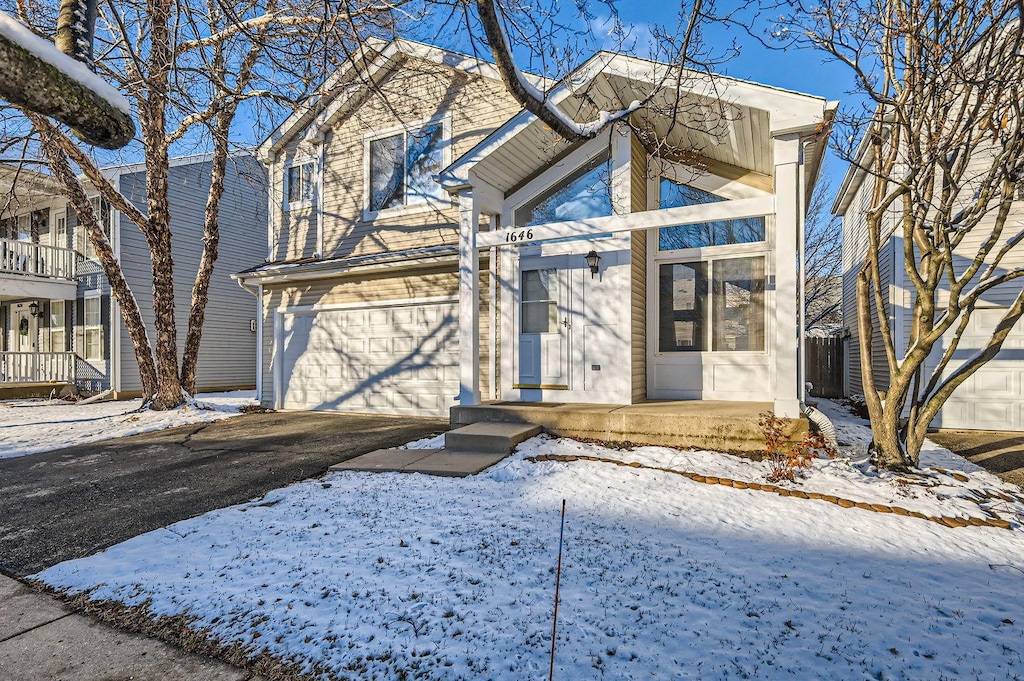 view of front property with a garage