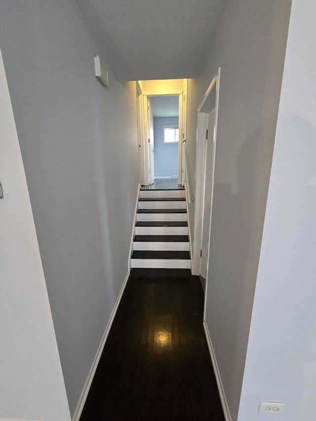 corridor with dark hardwood / wood-style flooring