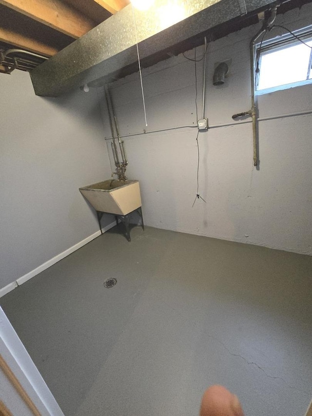 basement with sink