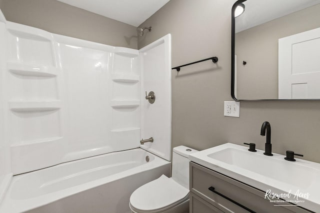 full bathroom featuring vanity, toilet, and shower / bath combination