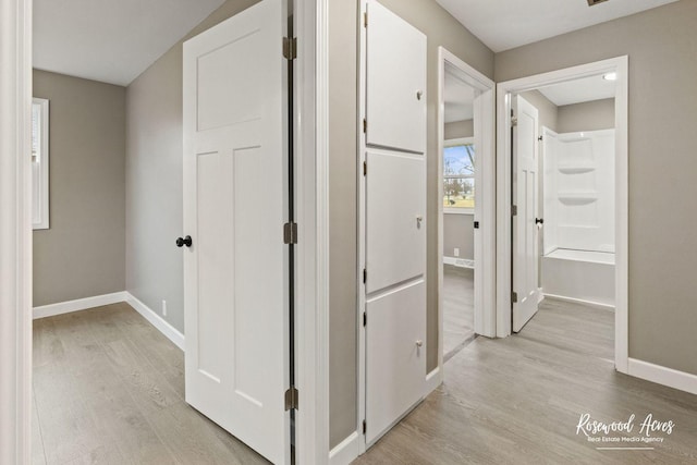 hall featuring light hardwood / wood-style flooring