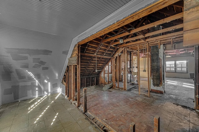 view of unfinished attic