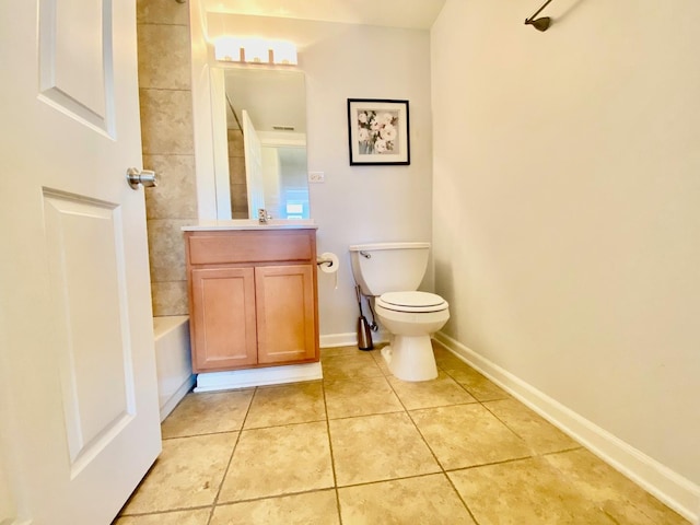 full bathroom with tile patterned floors, vanity, toilet, and bathing tub / shower combination