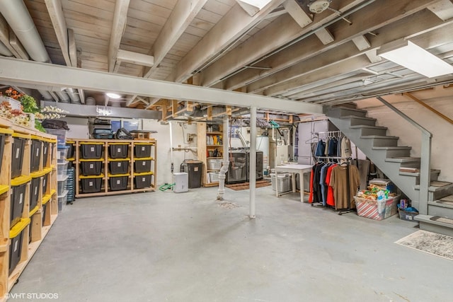 basement with water heater