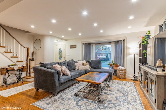 living room with wood-type flooring