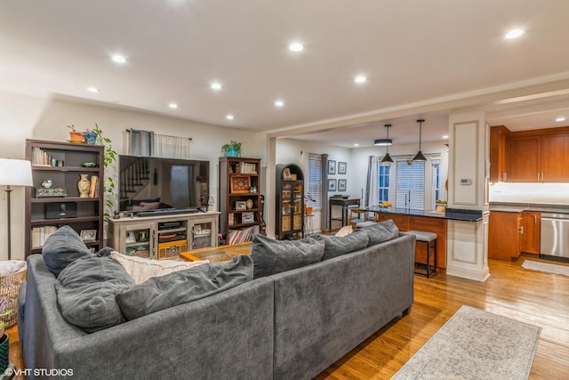 living room featuring light hardwood / wood-style flooring