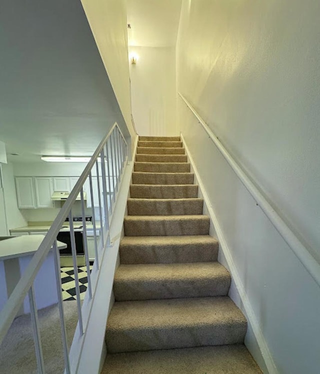 stairs with carpet floors