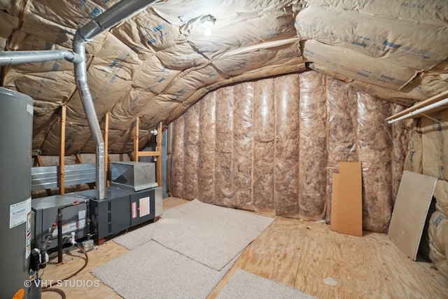 attic featuring water heater