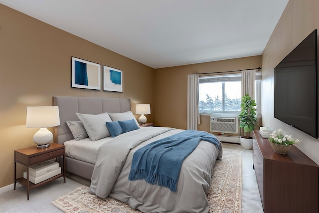 carpeted bedroom featuring cooling unit