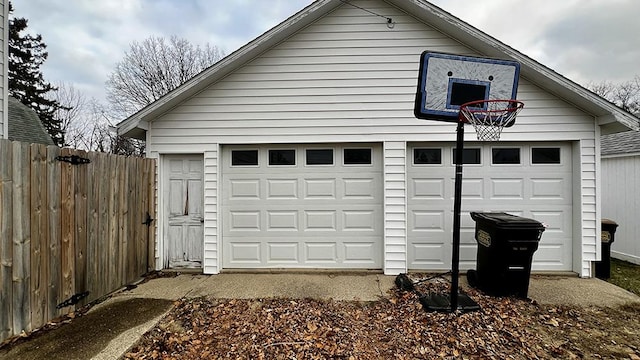 view of garage