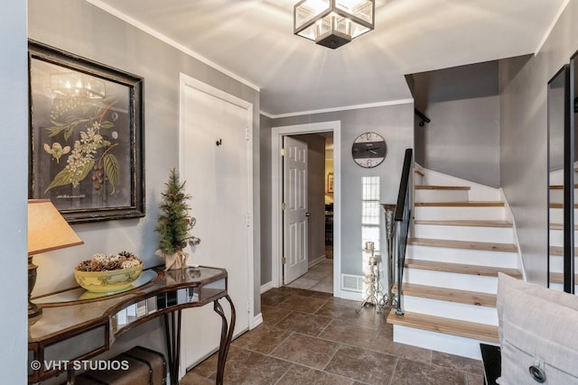 foyer entrance with crown molding