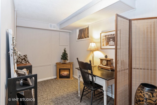 home office featuring carpet flooring