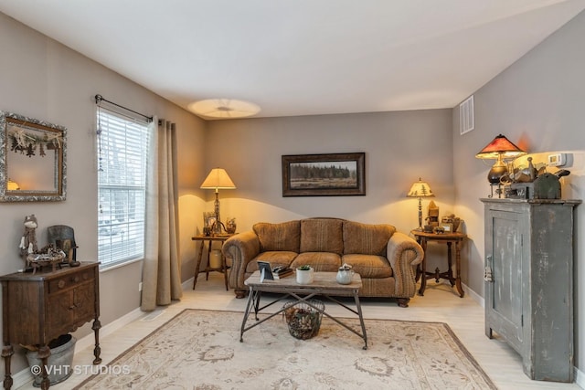 living room featuring light hardwood / wood-style floors