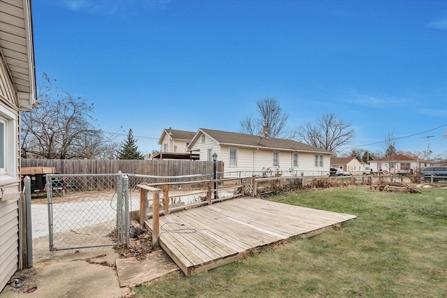 view of yard with a wooden deck