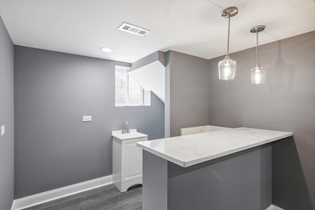 interior space featuring hardwood / wood-style flooring and sink