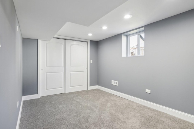 basement with carpet