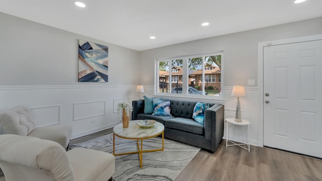 living room featuring light wood-type flooring