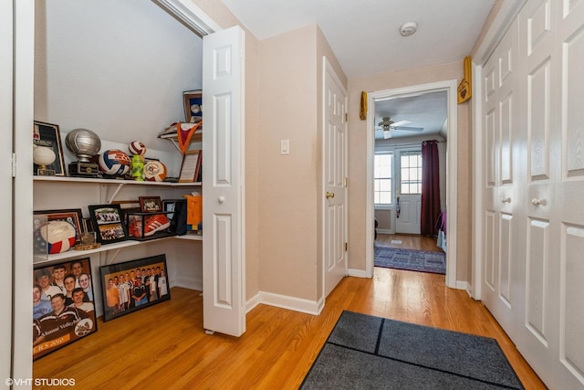 hall featuring light hardwood / wood-style floors