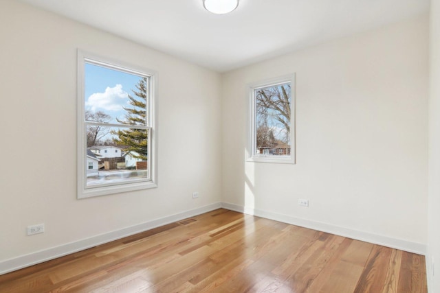 empty room featuring a healthy amount of sunlight and light wood-type flooring