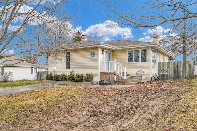 view of front of home featuring central AC unit