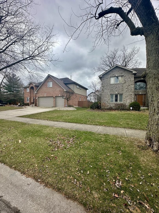 view of property exterior featuring a yard and a garage