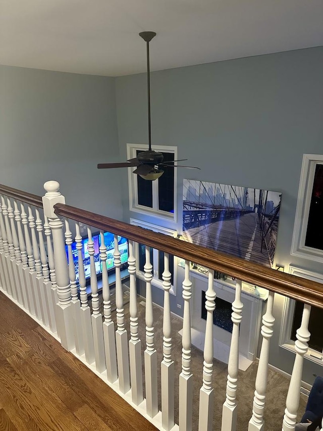 staircase featuring hardwood / wood-style floors