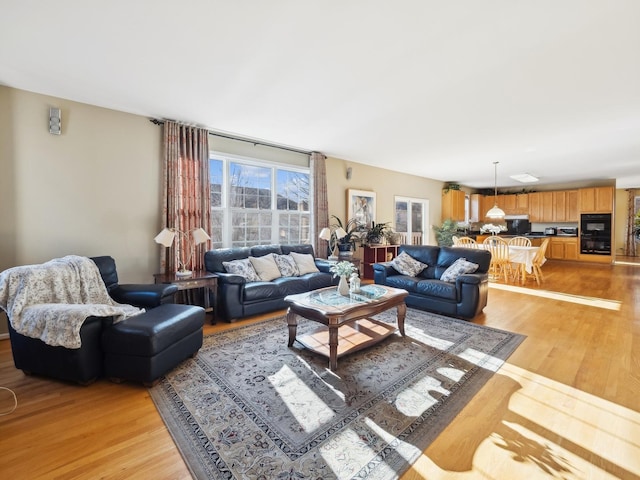 living room featuring light wood-type flooring