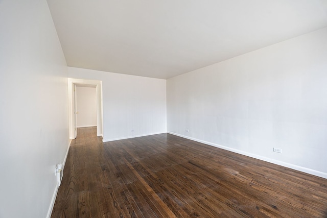 empty room with dark wood-type flooring