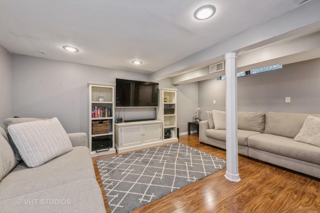 living room featuring hardwood / wood-style flooring