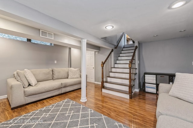 living room featuring hardwood / wood-style floors