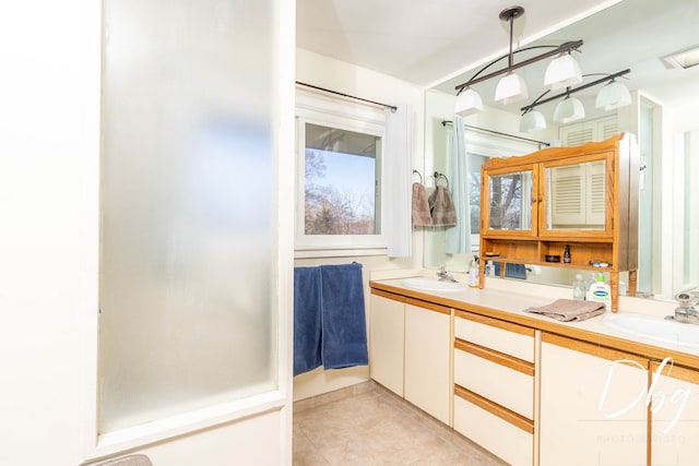 bathroom featuring vanity and tile patterned floors