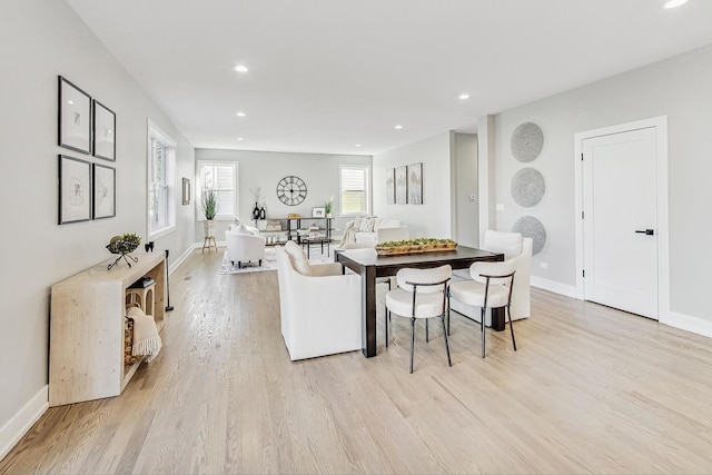 living room with light hardwood / wood-style flooring