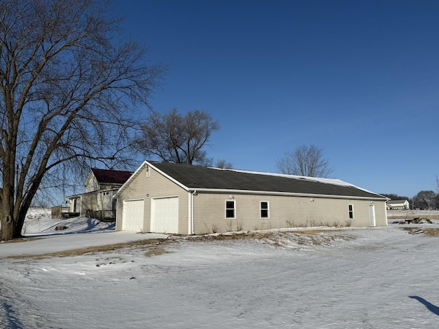 view of snow covered property