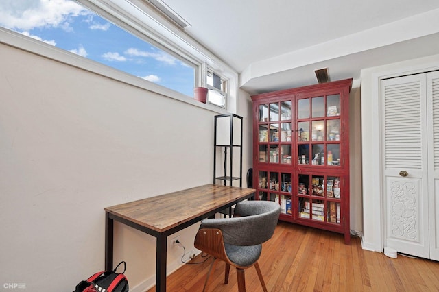 office space featuring light hardwood / wood-style flooring