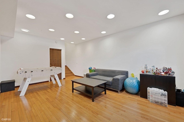 living room with wood-type flooring