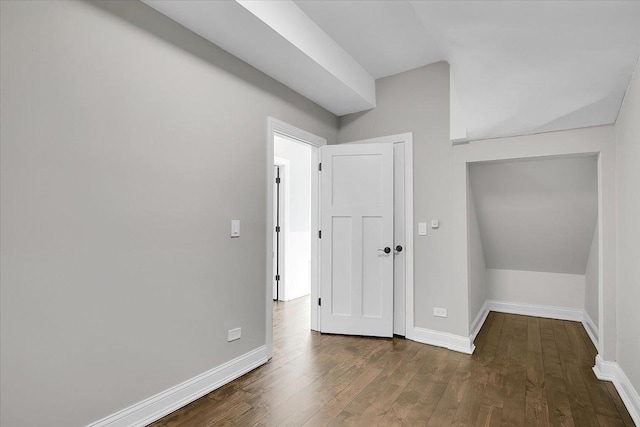 interior space with dark wood-type flooring